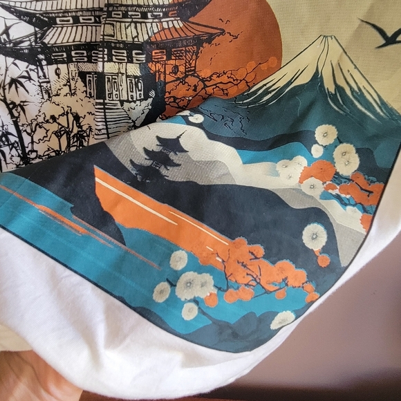 GSTR Men's Tokyo JPN Mountain Graphic Print Ivory Shirt Size S Made In Peru - Picture 7 of 11